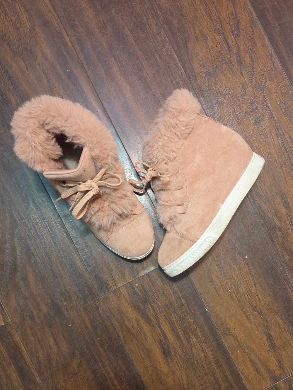 Faux Fur High-Top Sneaker Boot - Pink